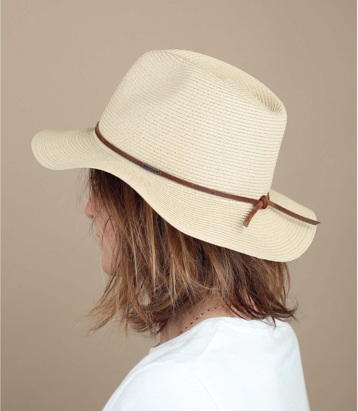 Brixton foldable straw hat Wesley Straw Packable tan